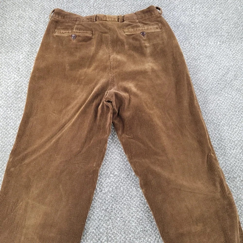 Vintage Nautica Mens Brown Corduroy Pleated Pants 34x34 (31.5)Tobacco Wide Wale